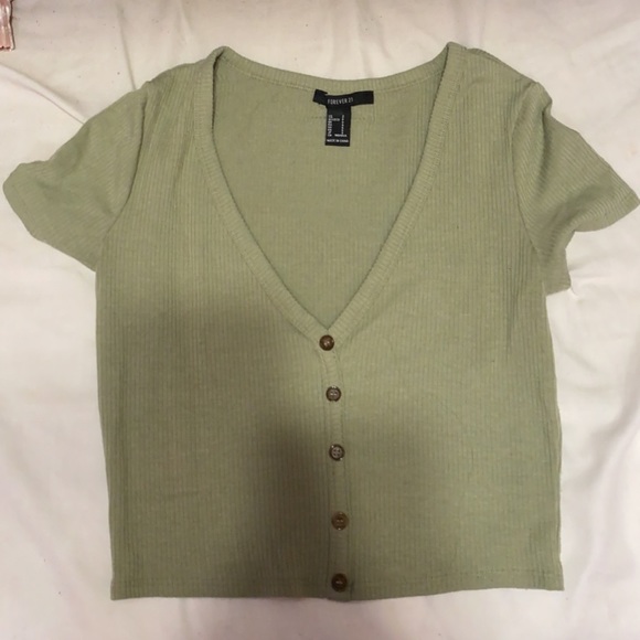 forever 21 green button top - Picture 2 of 5